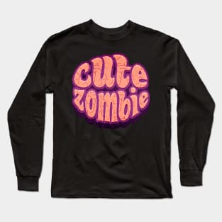 Typographic zombie brain comic style Long Sleeve T-Shirt